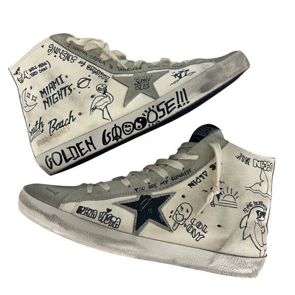 Golden Goose Francy Sneakers In Leather With Miami Screen Prints - Picture 1 of 16